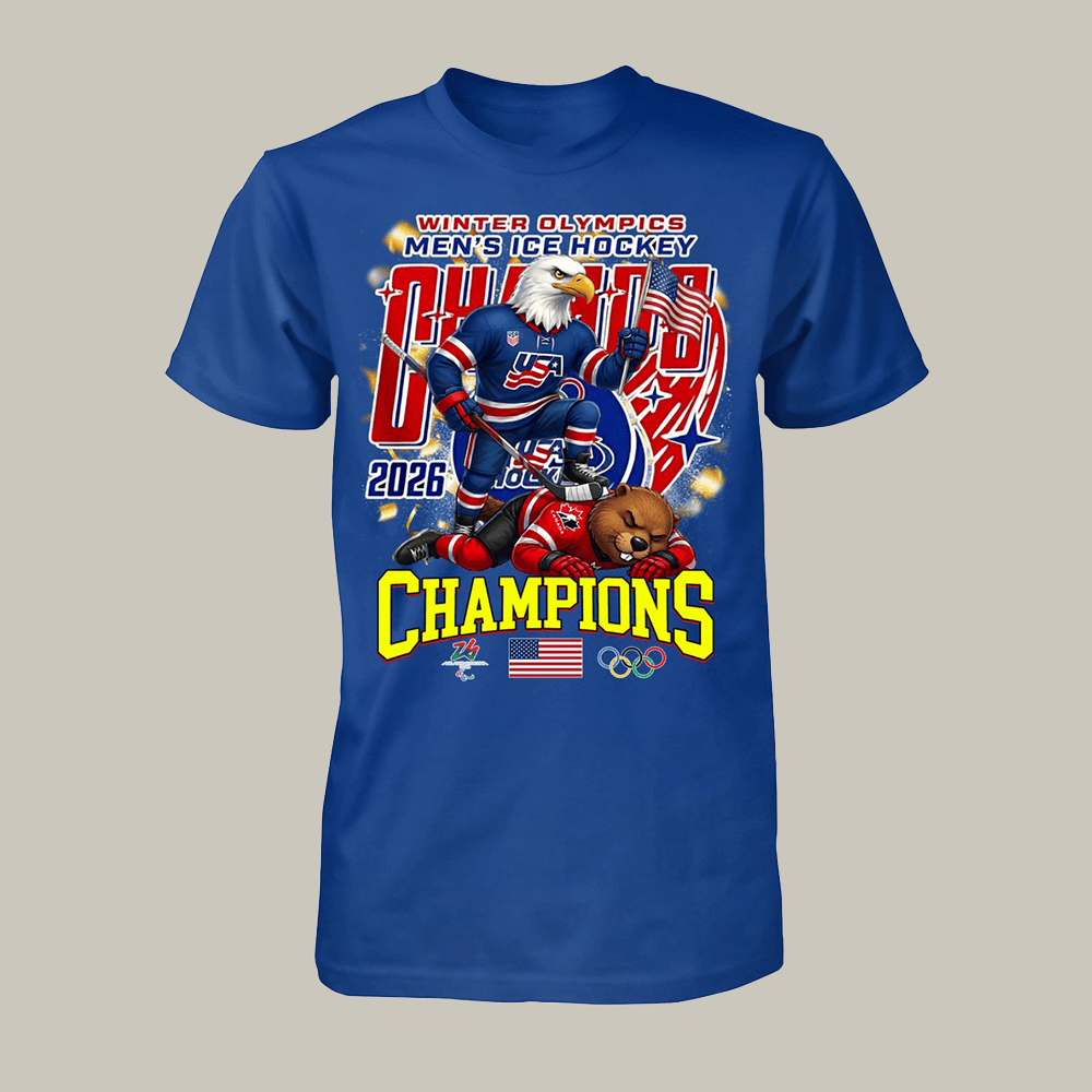 Winter Olympic Men's Ice Hockey 2026 T-Shirt USA Hockey Gold Medal Merch Fan Gift For Husband