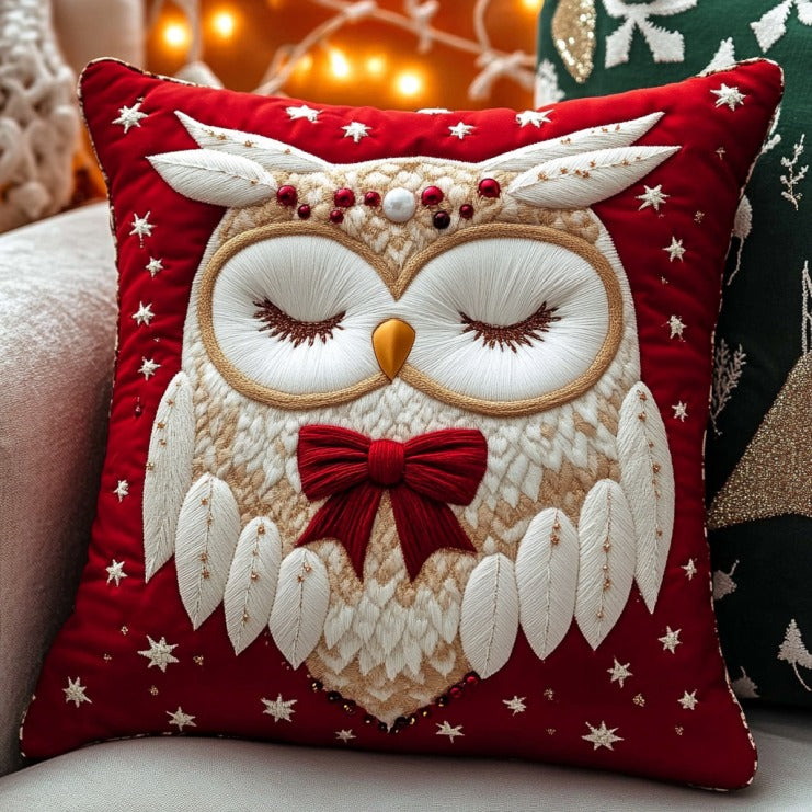 Winter Owl Quilt Pillow Case Silky Pillowcase for Beauty Sleep and Relaxation