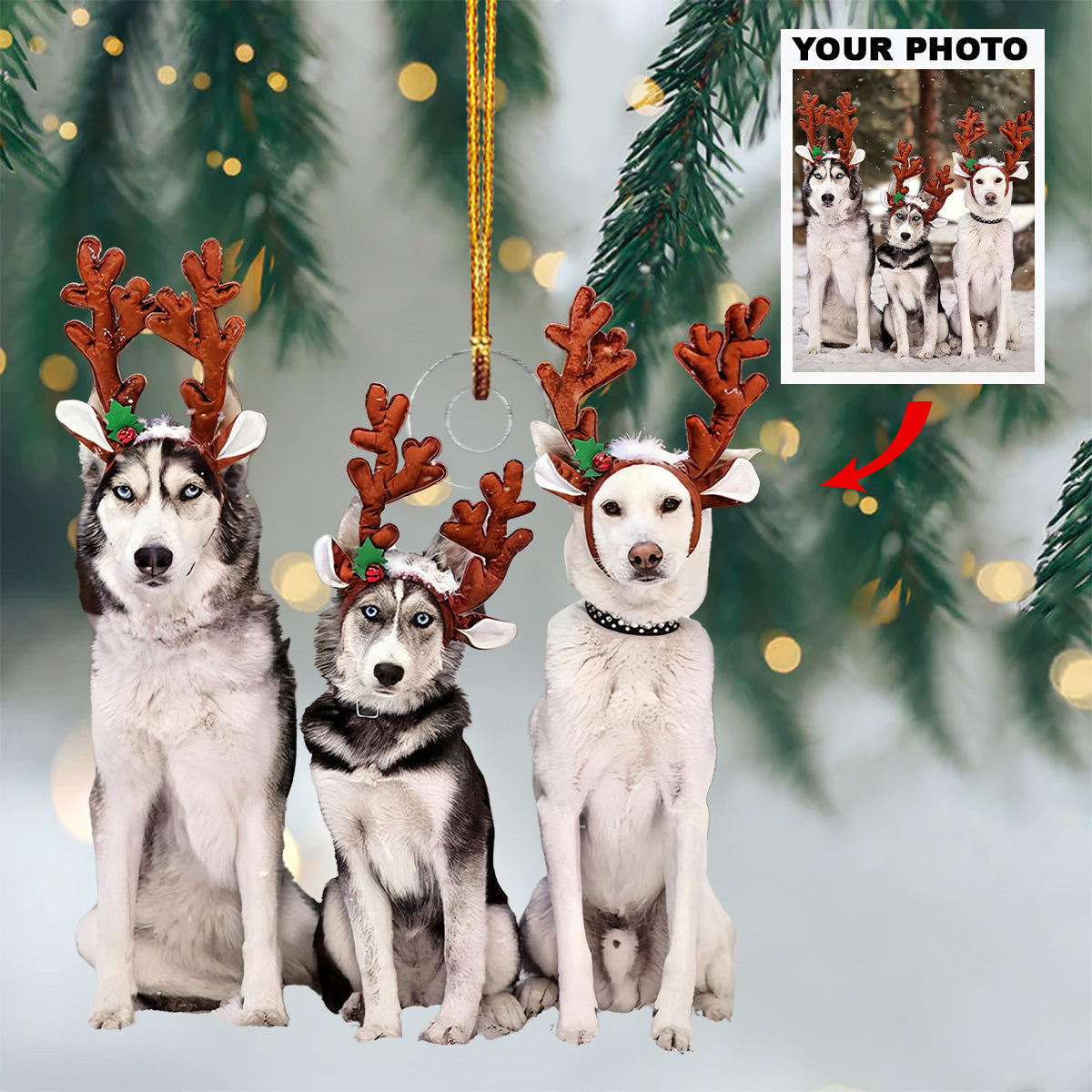 Winter Pack Personalized Photo Mica Ornament Christmas Gift For Pet Lovers Dog Lovers