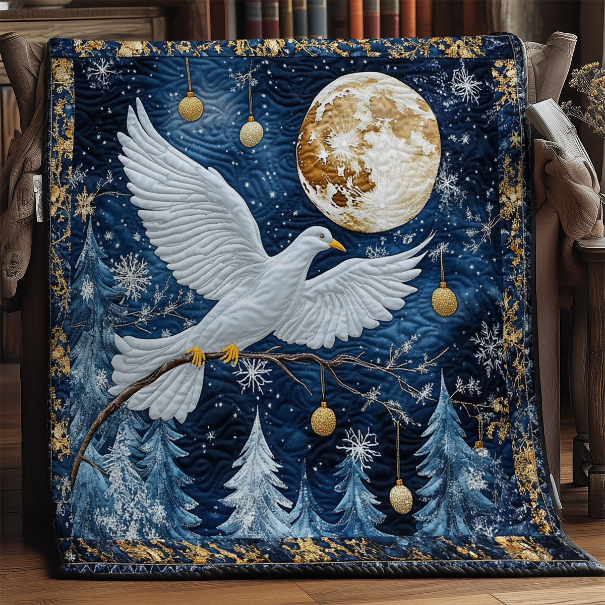 Winter Peace Moonlight Quilt Blanket Perfect Gift For Friends and Family on Christmas Day