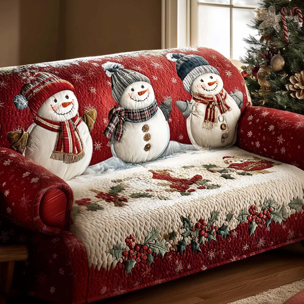 Winter Peace Quilted Sofa Cover Sofa Cushion Covers Christmas Decor Gift