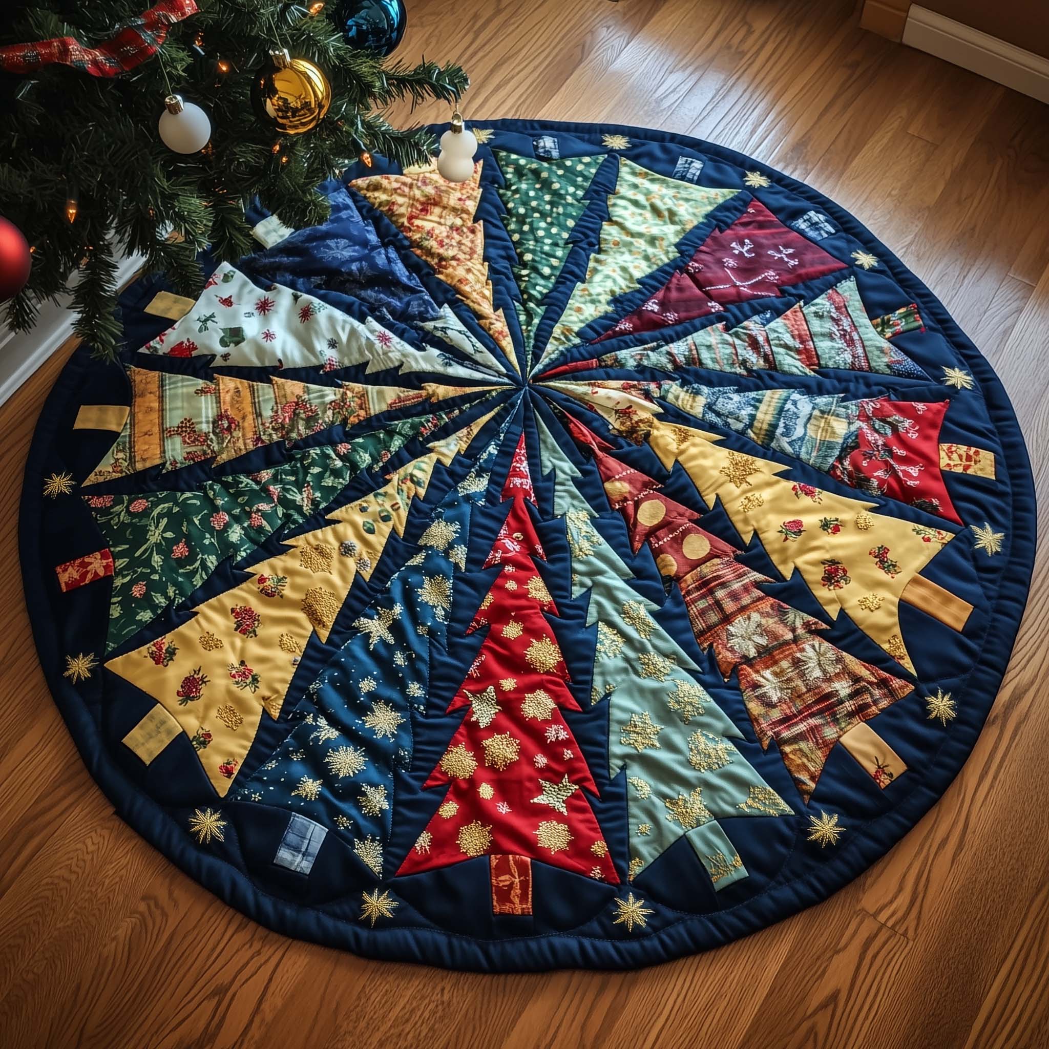 Winter Pine Quilted Round Mat Luxury Quilted Round Mat for Stylish Homes