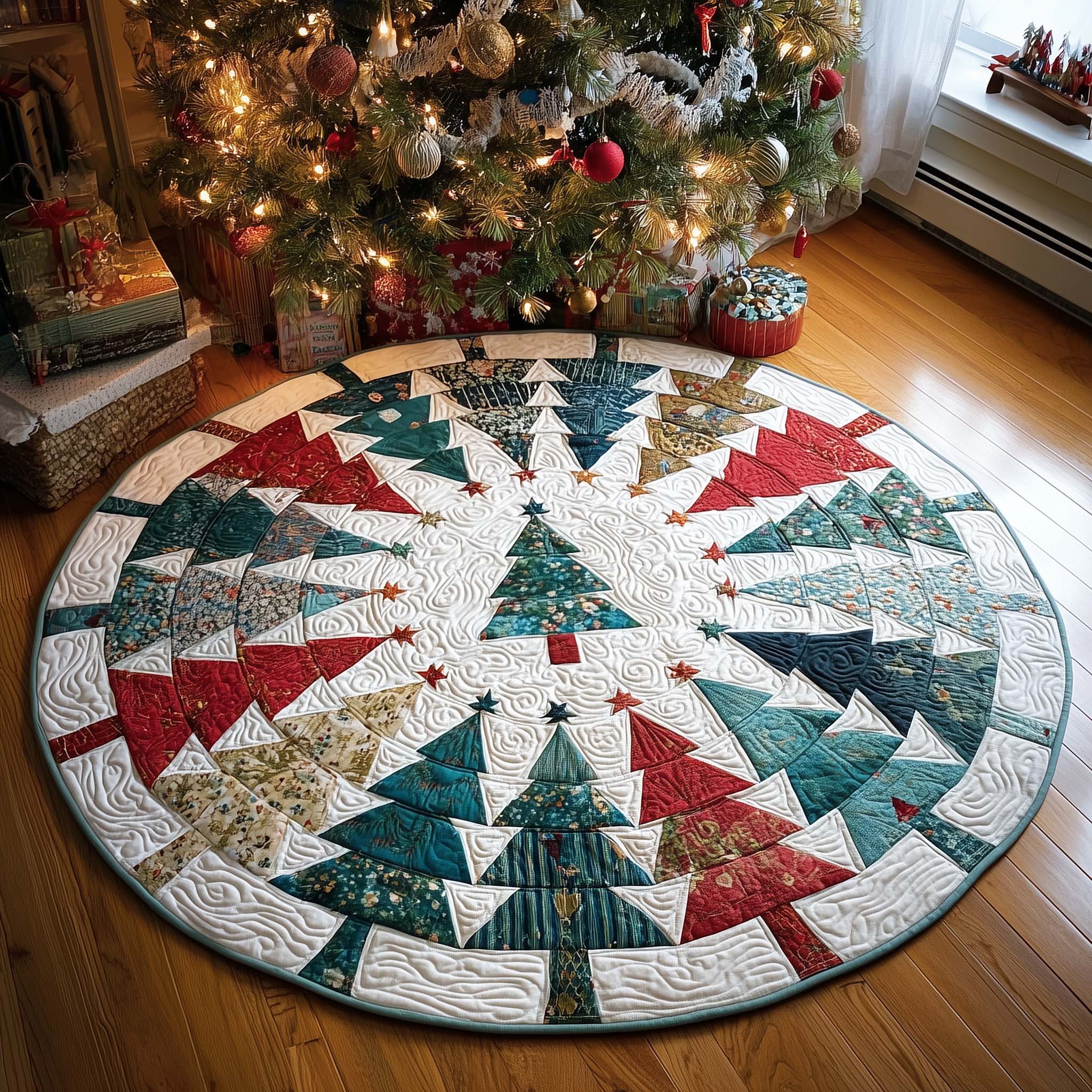 Winter Pine Quilted Round Mat Perfect Home Accessory Quilted Round Mat