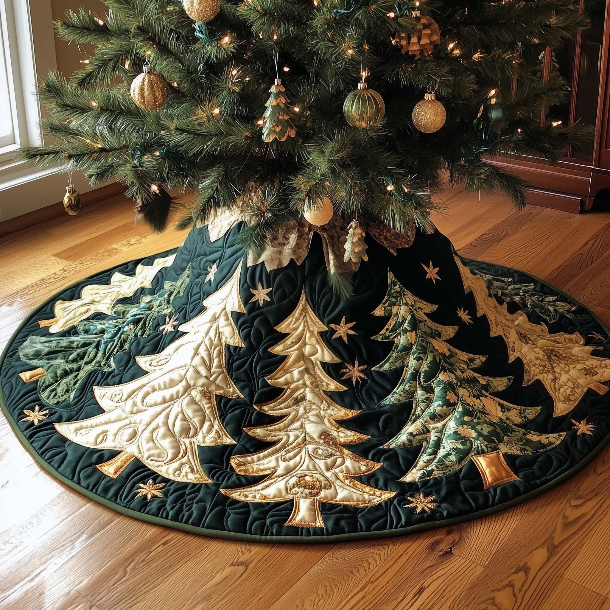 Winter Pine Quilted Tree Skirt Indoor Christmas Decorations Best Xmas Presents