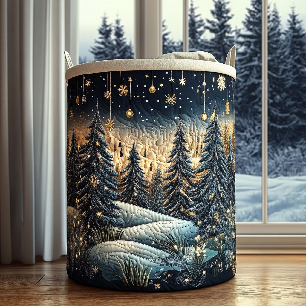 Winter Pines Quilted Laundry Basket Merch For Kids