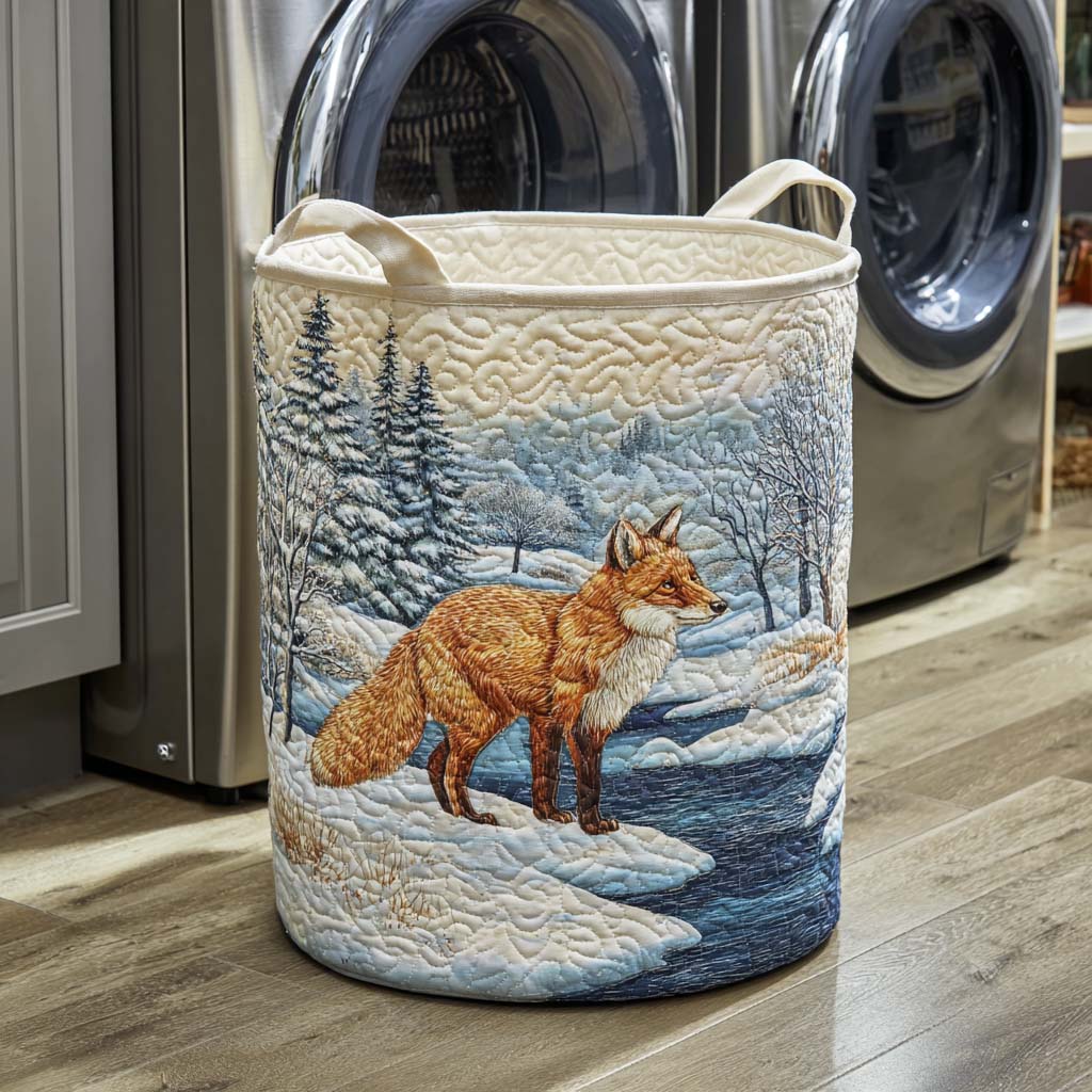 Winter Pines Quilted Laundry Basket Valentine's Day Merch Gift