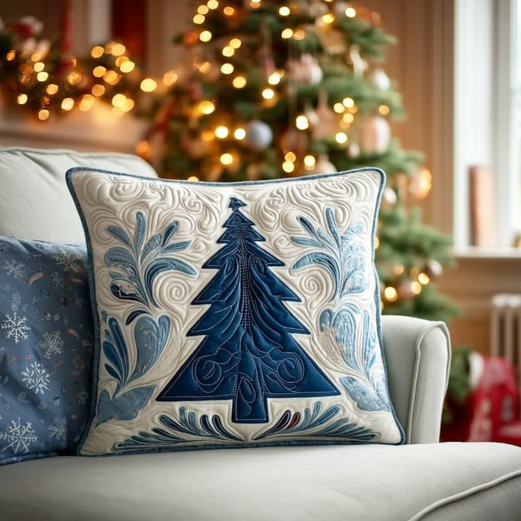 Winter Pines Quilted Pillow Case Holiday Pillow Case Gifts For Halloween Lovers