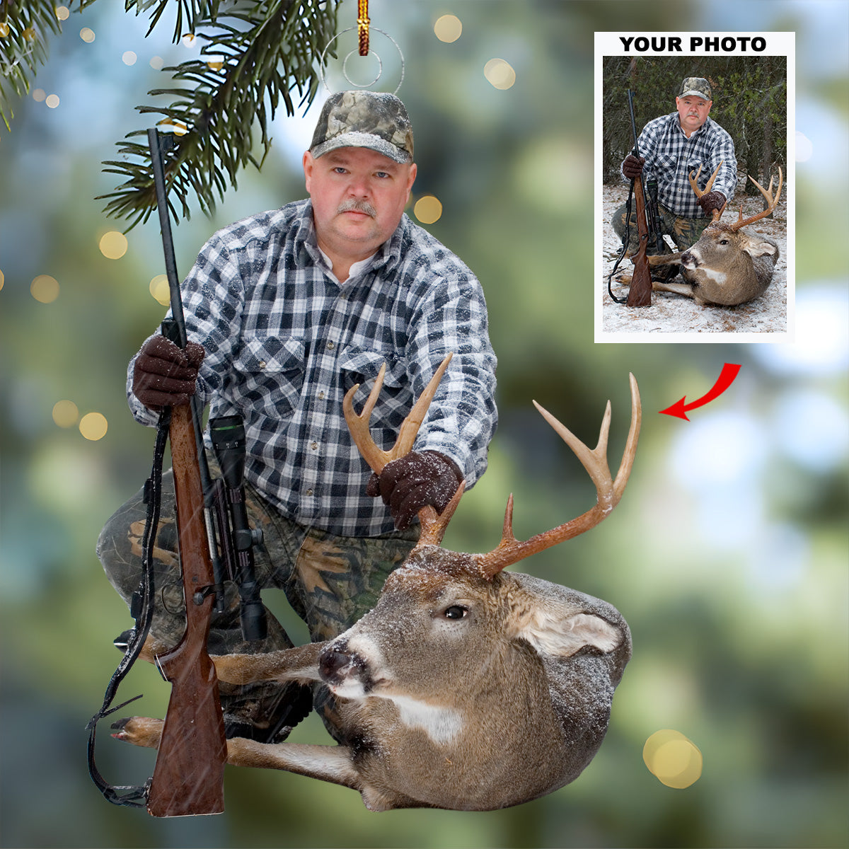 Winter Prize Personalized Photo Mica Ornament Gift For Hunting Lovers