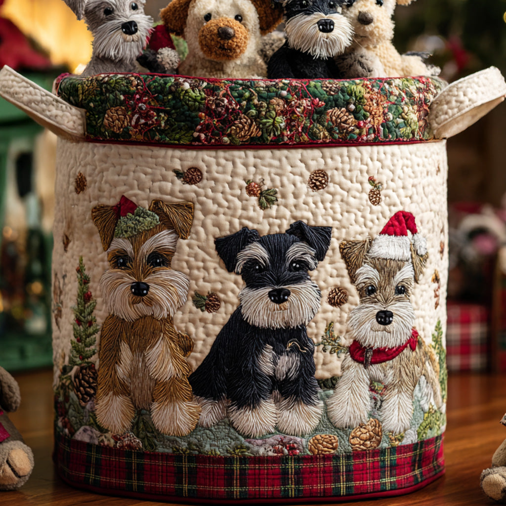 Winter Pup Magic Quilted Laundry Basket Large Capacity Quilted Laundry Basket for Clothes Storage