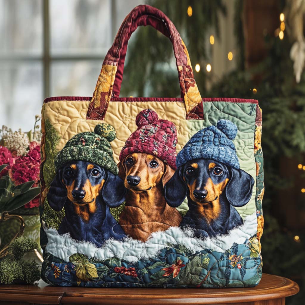 Winter Pup Quilted Tote Bag Good Gifts Dog Lovers