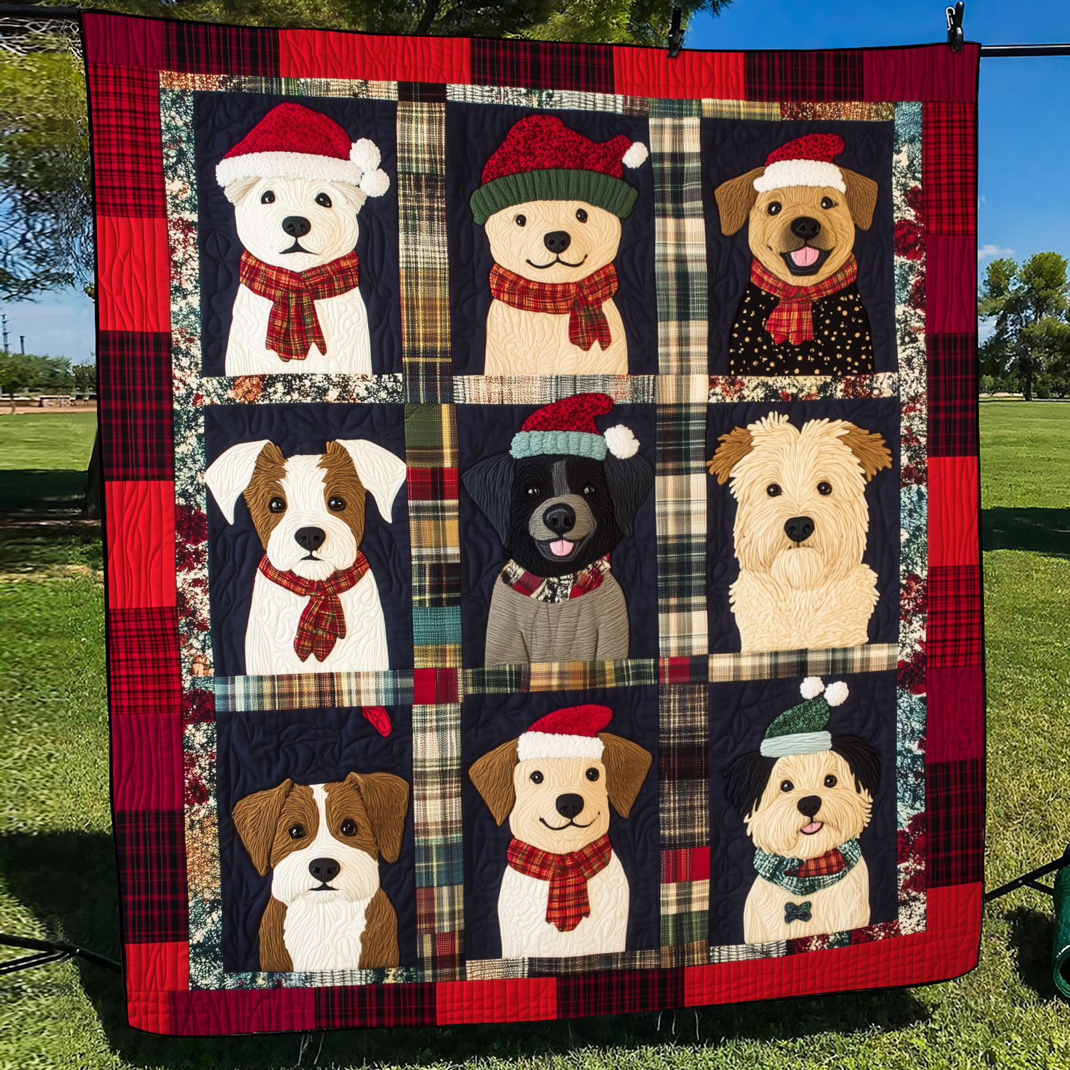 Winter Puppy Wonderland Quilted Blanket Good Gifts For New Dog Owners