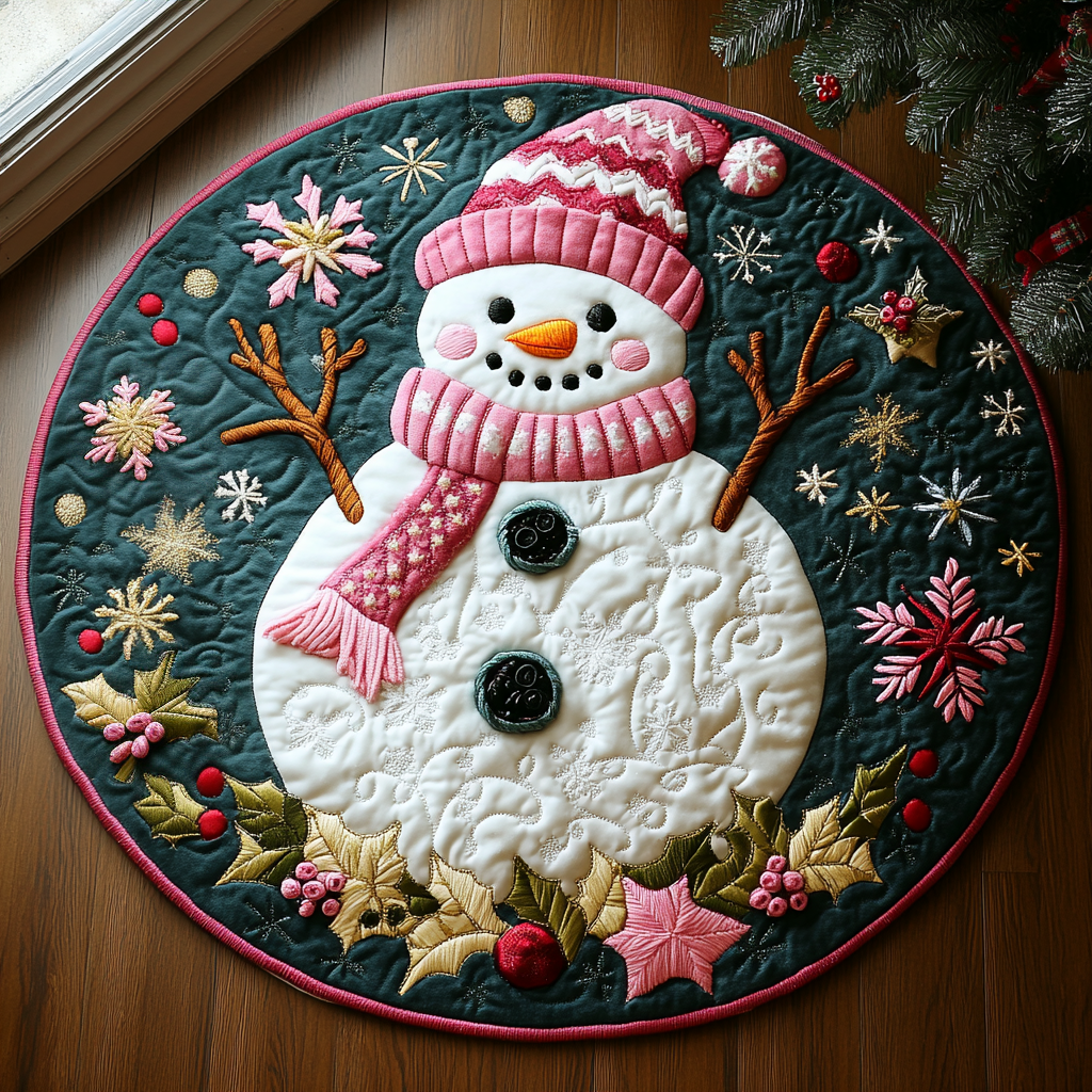 Winter Quilted Round Mat Entryway Christmas Decor Ideas Good Secret Santa Ideas