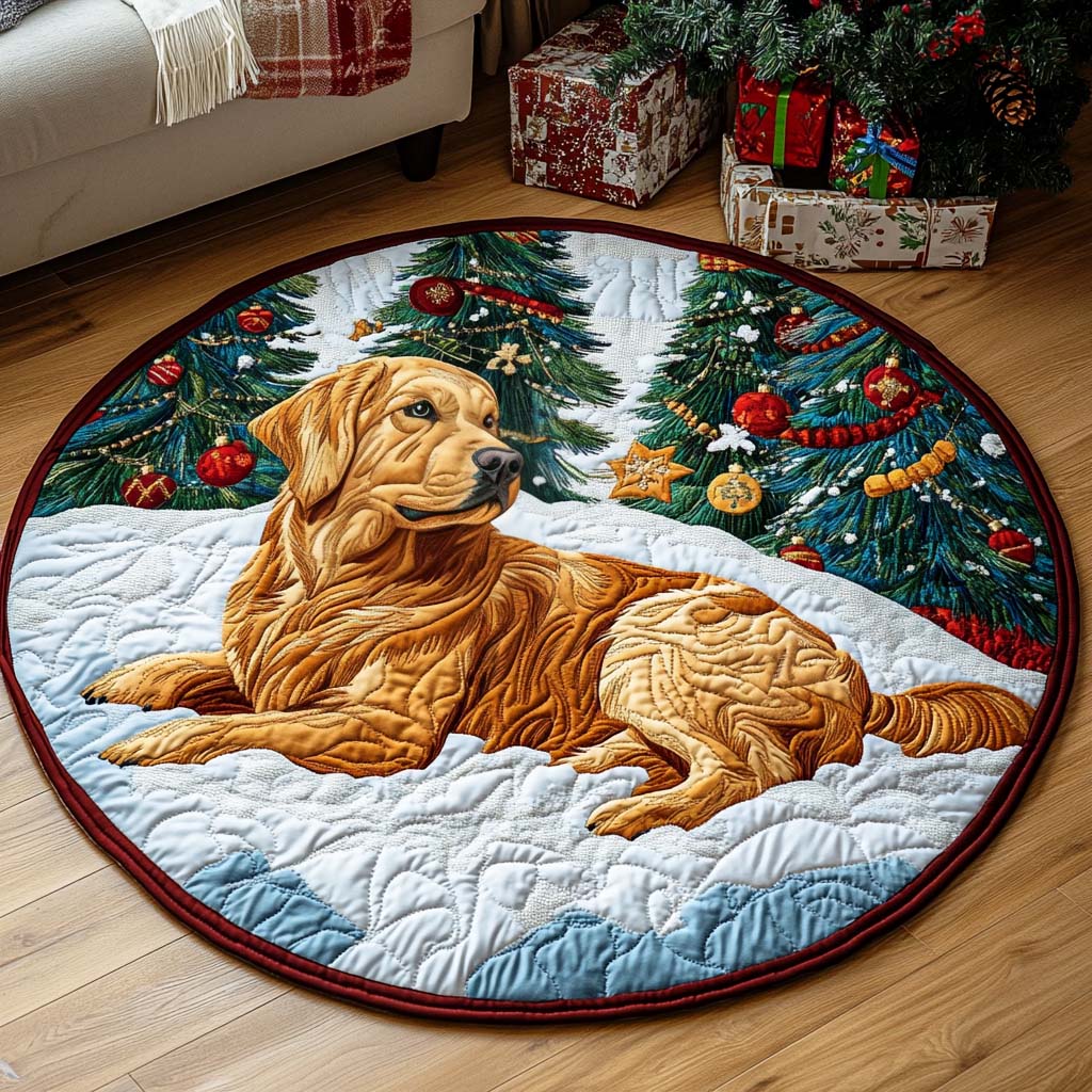 Winter Quilted Round Mat Home Front Door Design Dog Owners Gifts Birthday Ideas