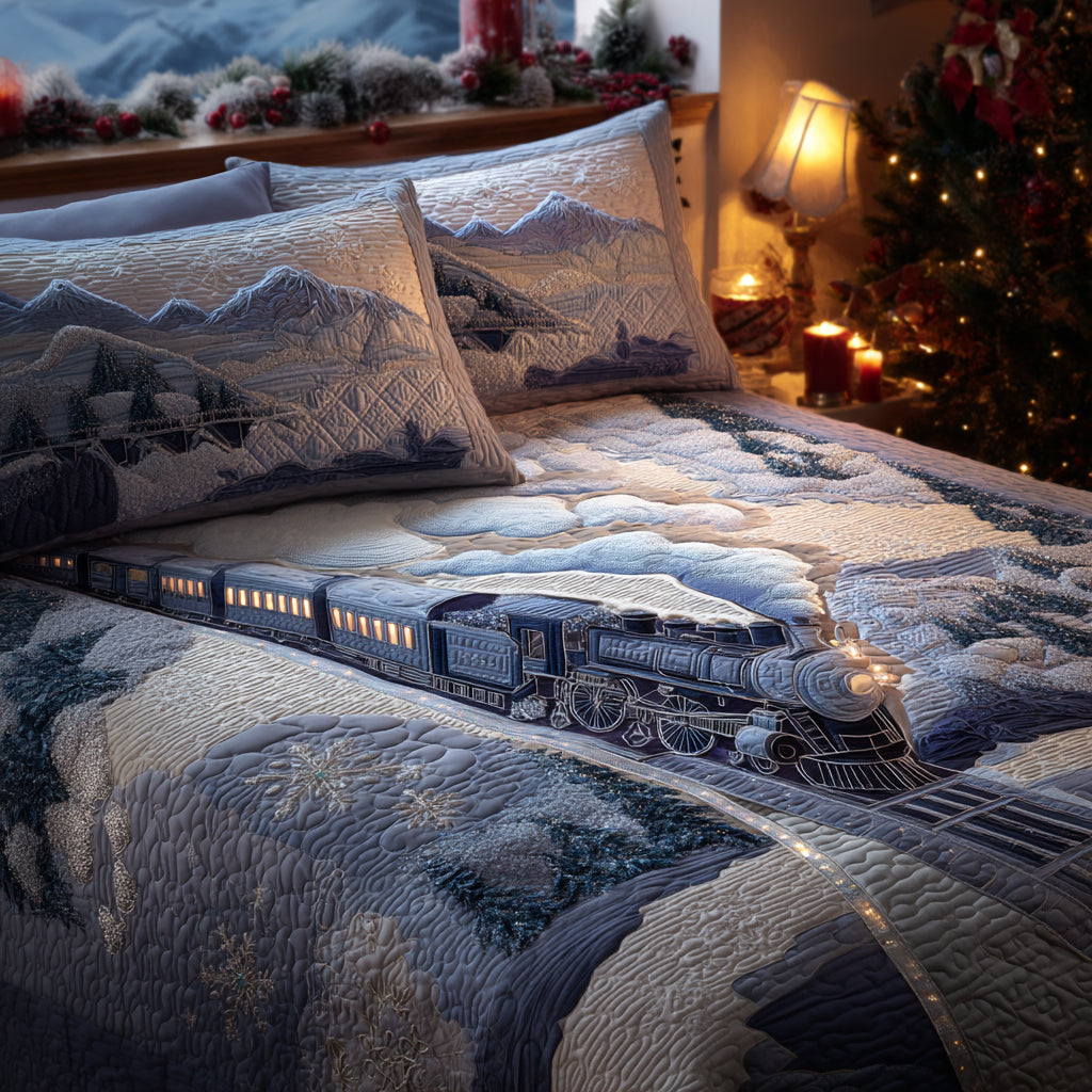 Winter Rail Ride Quilted Bedding Set Xmas Duvet Sets Best Secret Santa Gifts