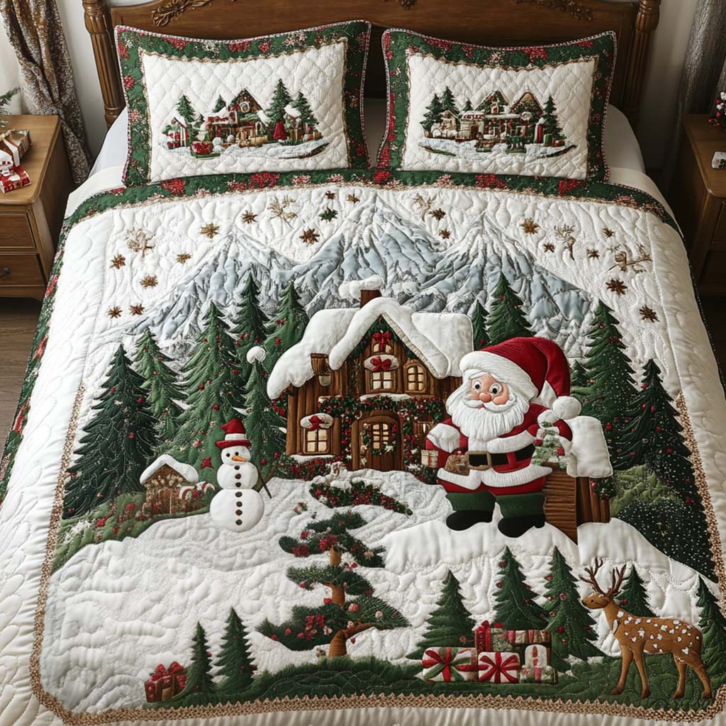 Winter Retreat Quilted Bedding Set King Size Duvet Cover Useful Gifts For Mom