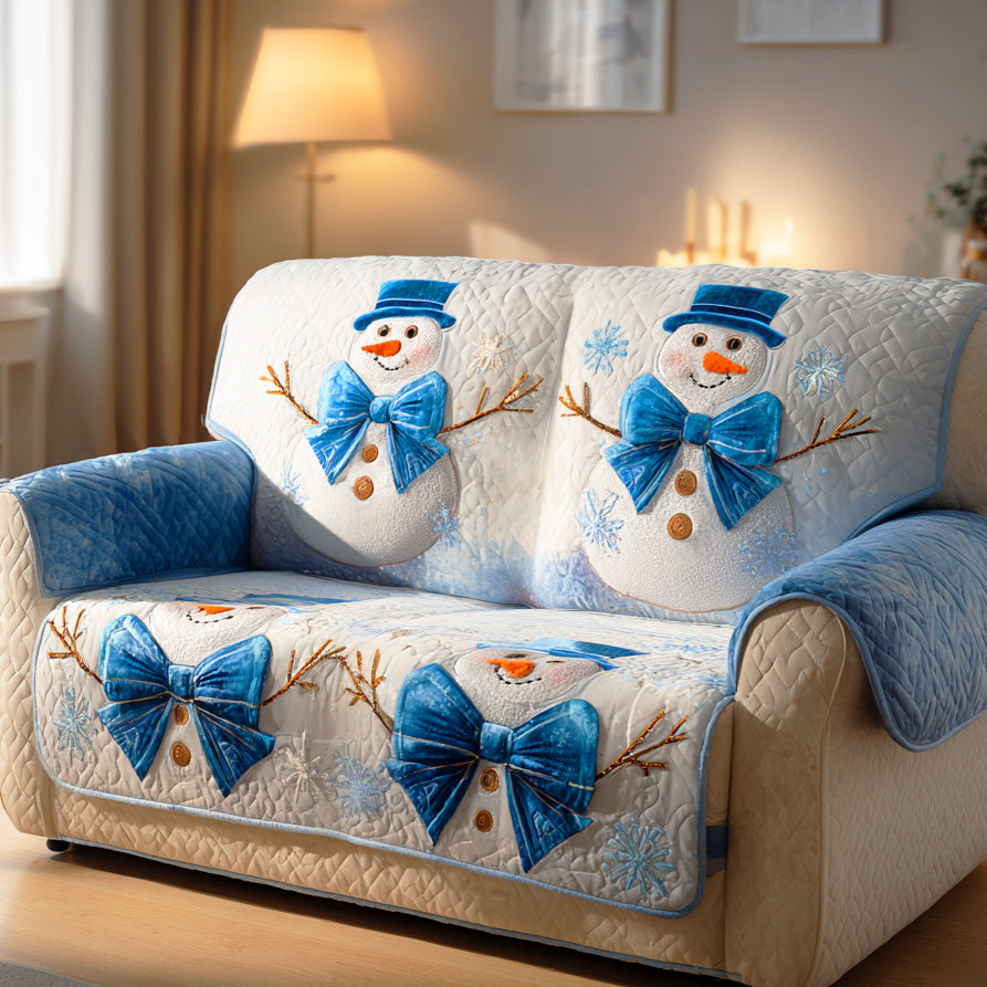 Winter Ribbon Glow Quilted Sofa Cover Santa Sofa Cover Family Present Ideas