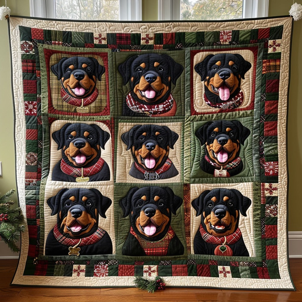 Winter Rottweiler Quilt Thoughtful Quilt Blanket Gift for Loved Ones