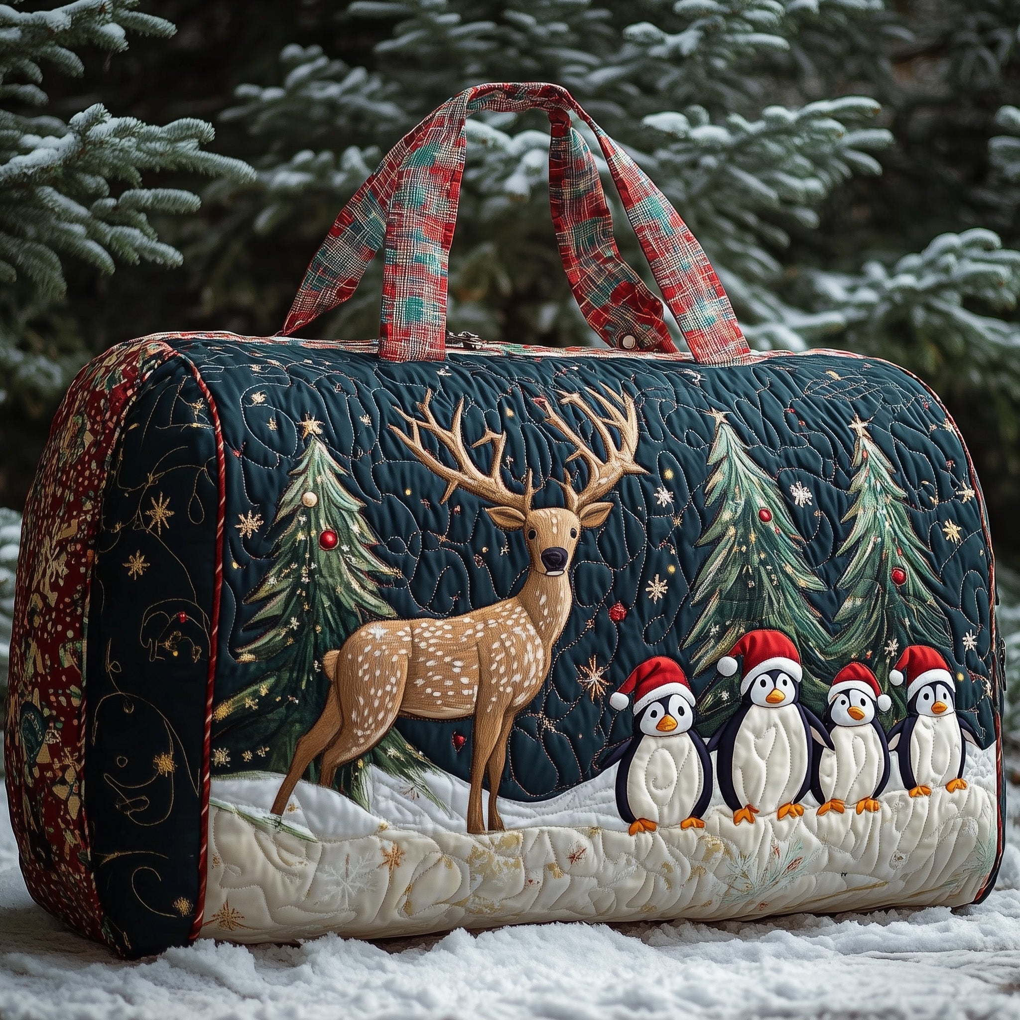 Winter Scene Quilted Duffle Bag Gift For Him