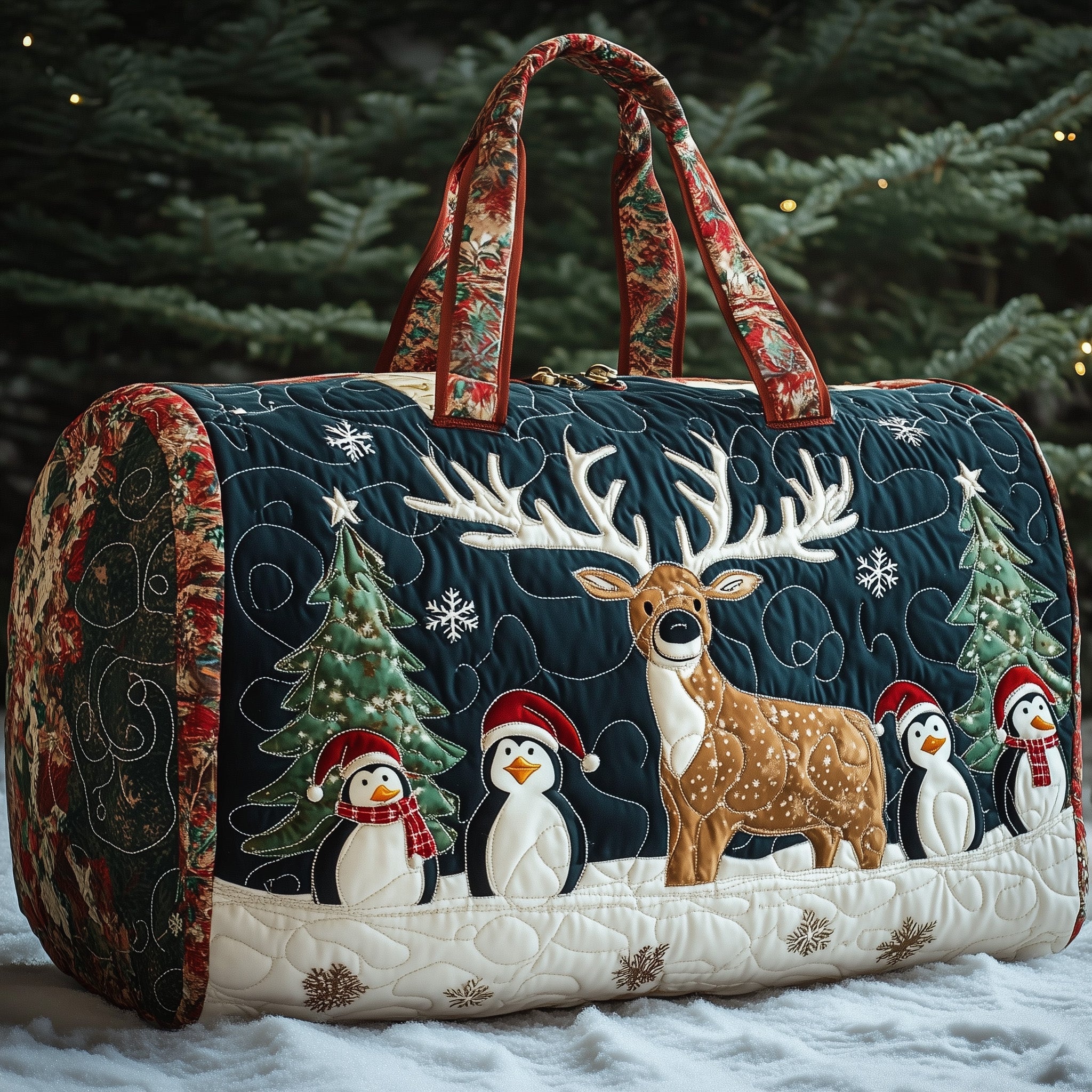 Winter Scene Quilted Duffle Bag Gift For Mom