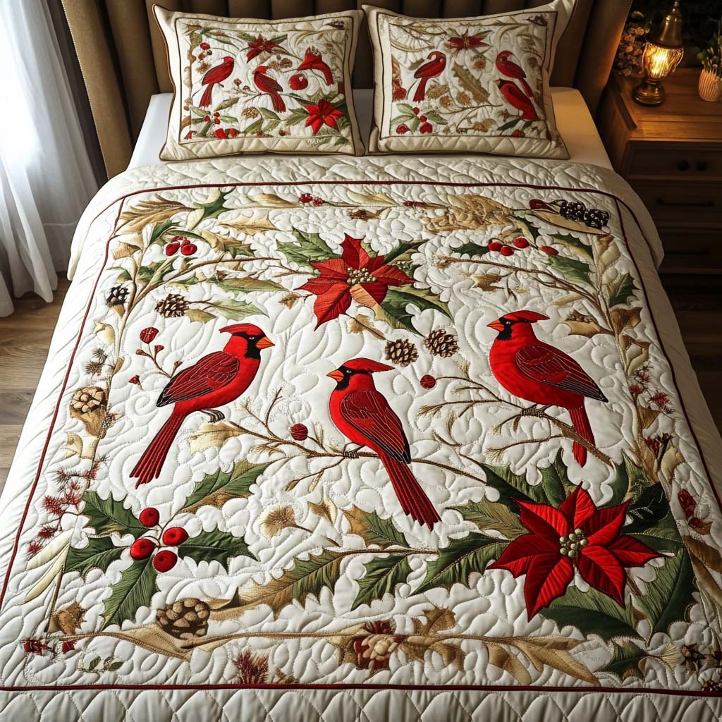 Winter Serenade Quilted Bedding Set King Size Bed Set Gifts For Father's Day From Daughter