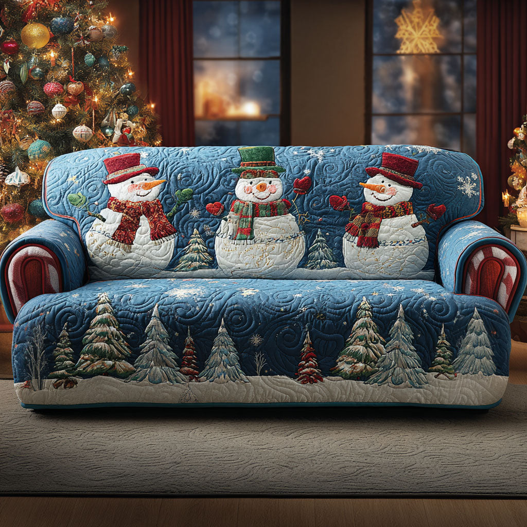 Winter Smiles Quilted Sofa Cover Sofa Throw Cover Best Family Christmas Gifts