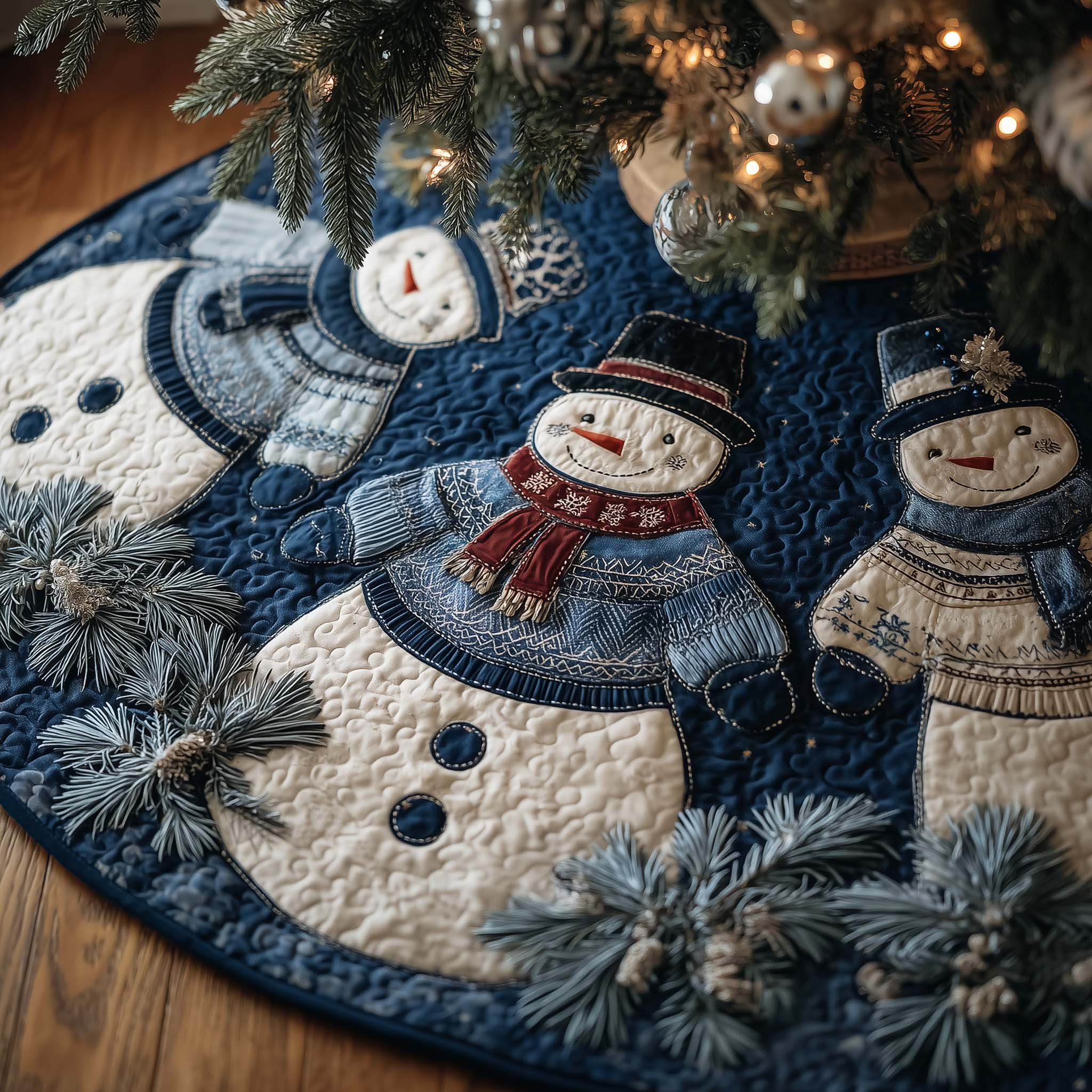 Winter Snowman Delight Quilted Tree Skirt Christmas Decorations Best Xmas Gift Ideas