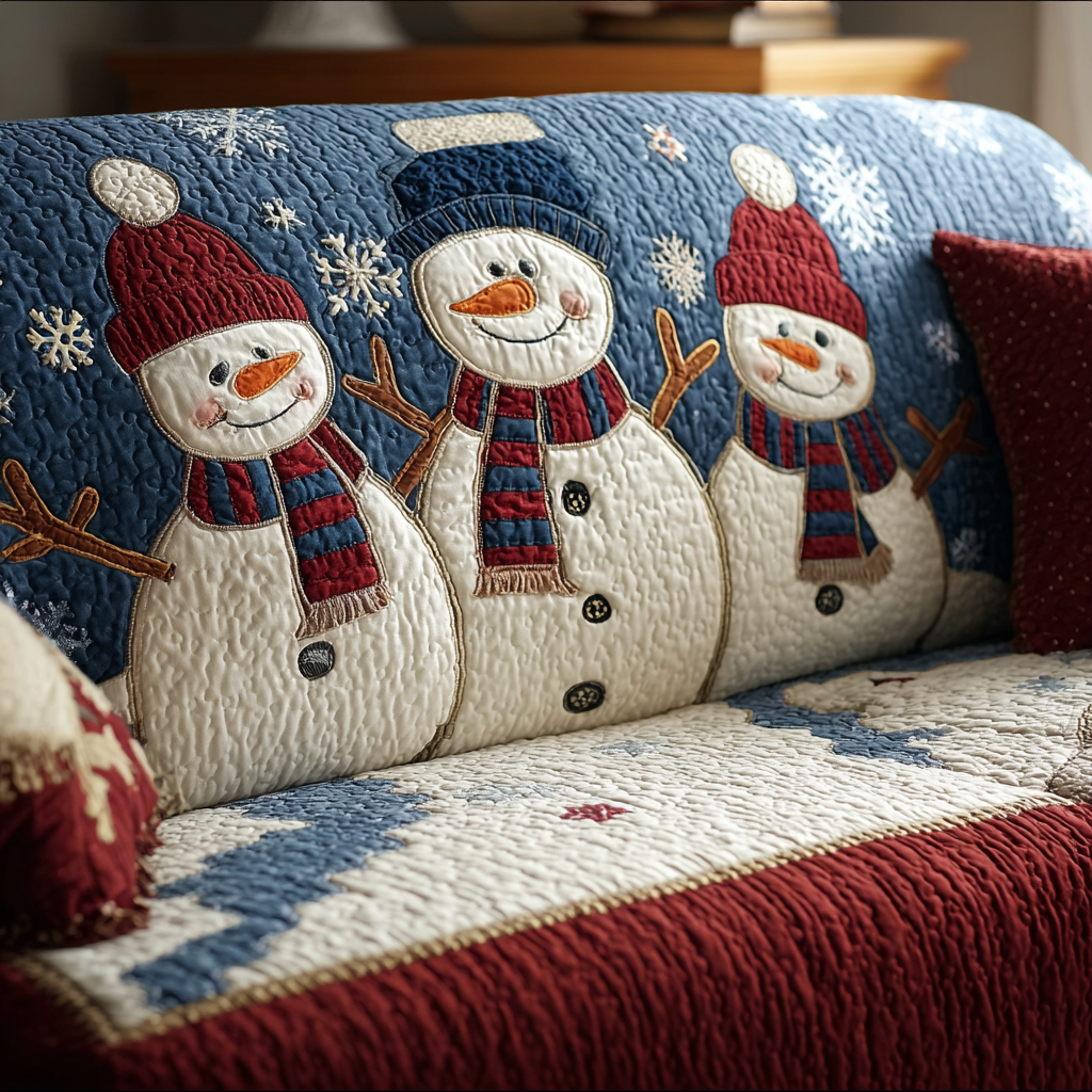 Winter Snowman Quilted Sofa Cover Christmas Family Room Decor The Snowman Christmas Gifts