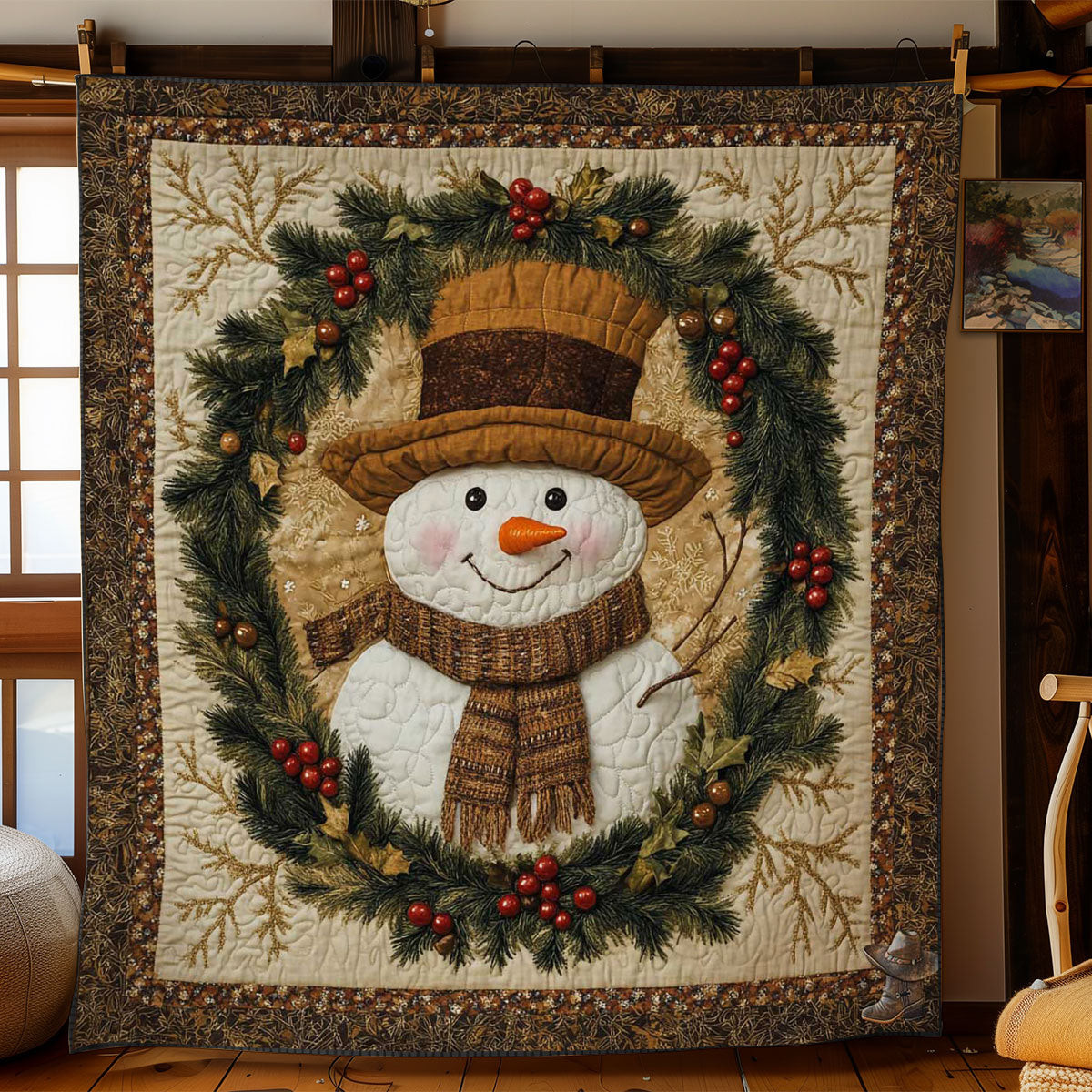 Winter Snowman Xmas Quilted Blanket Unique Christmas Gifts For Mom