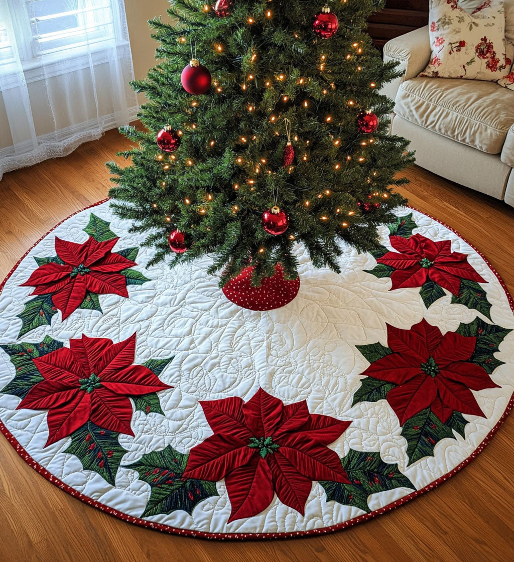 Winter Solstice Swirl Quilted Christmas Tree Skirt Xmas Home Decor Family Christmas Gifts