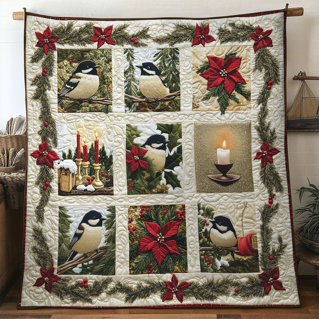 Winter Song Chickadee Quilt High-Quality Cotton Quilt Blanket for Restful Sleep