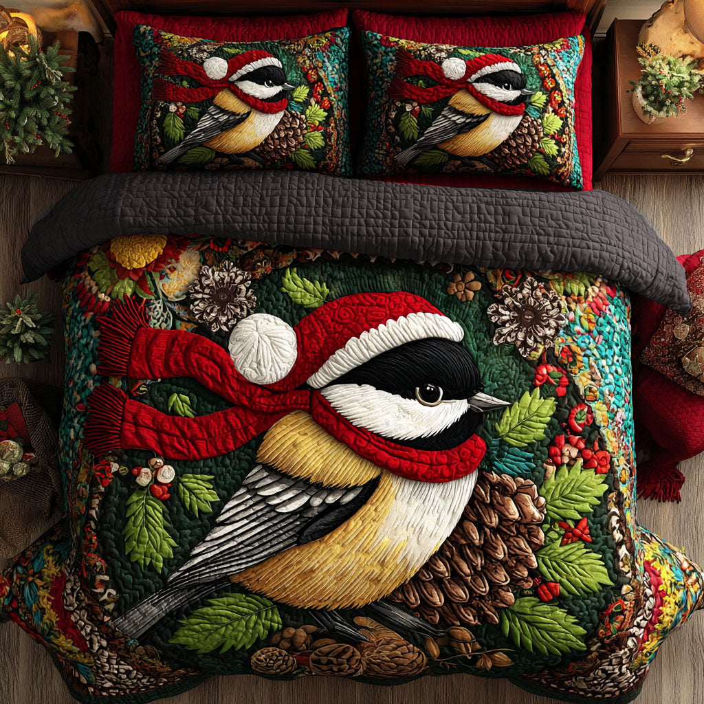 Winter Songbird Quilted Bedding Set Comfy Bedding Set That Adds Style and Warmth