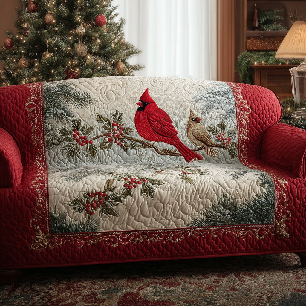 Winter Songbirds Quilted Sofa Cover Sofa Throw Cover Best Gifts For Dad
