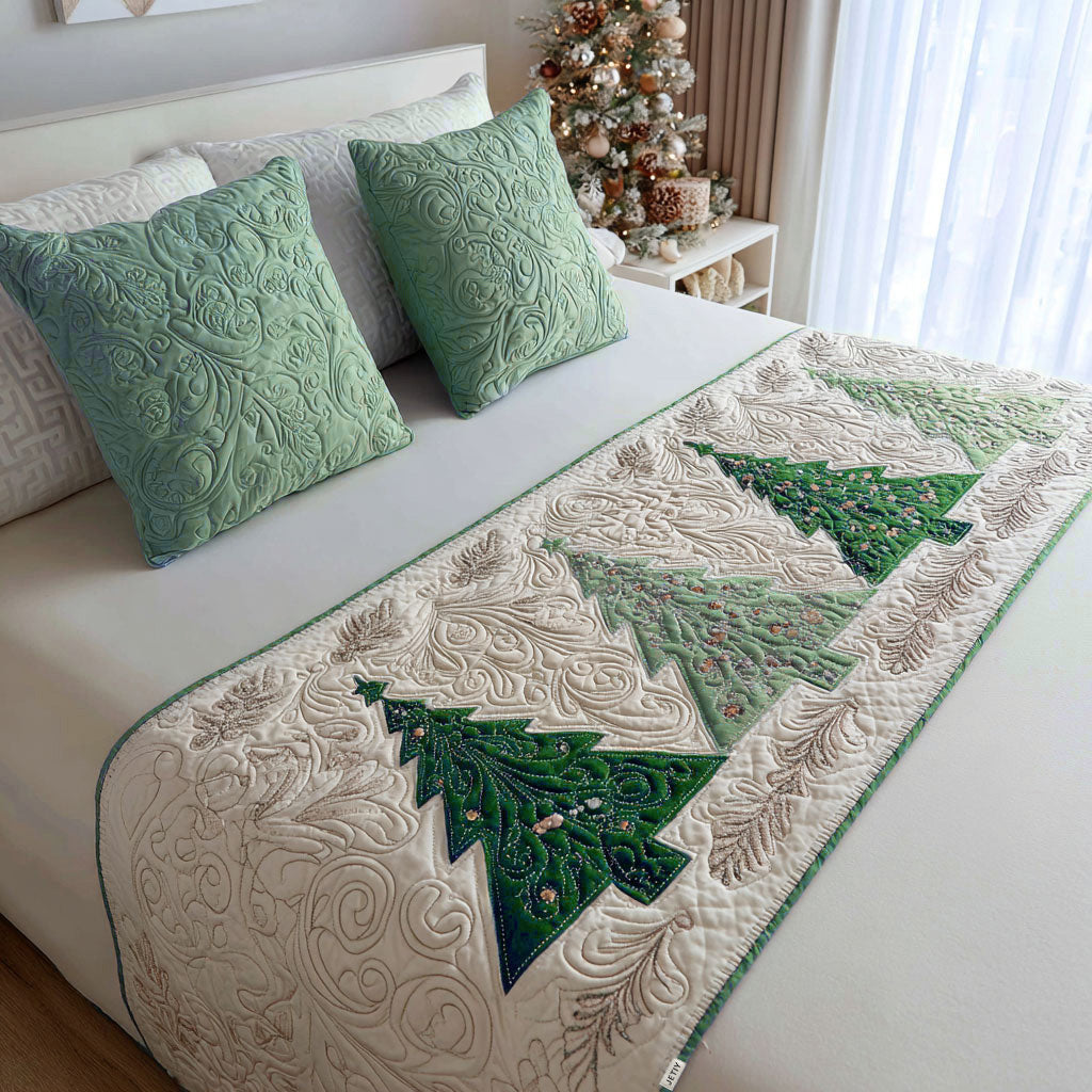 Winter Sparkle Quilted Bed Runner Christmas Holiday Decor Family Xmas Present Ideas