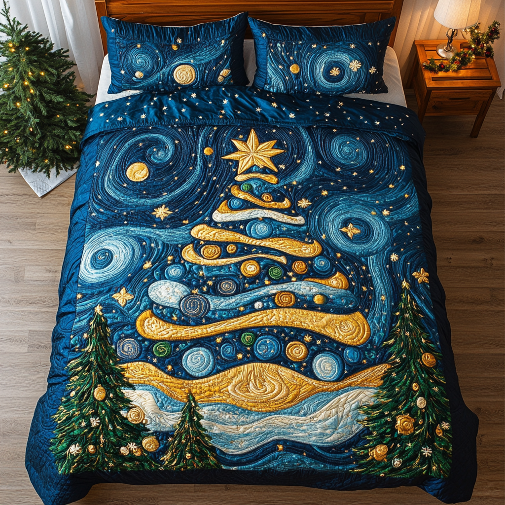 Winter Sparkle Quilted Bedding Set Holiday Duvet Cover Set Christmas Ideas For Women