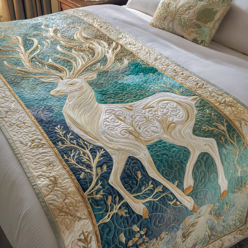 Winter Spirit Quilted Bed Runner Bed Decor Ideas Deer Themed Gifts For Him