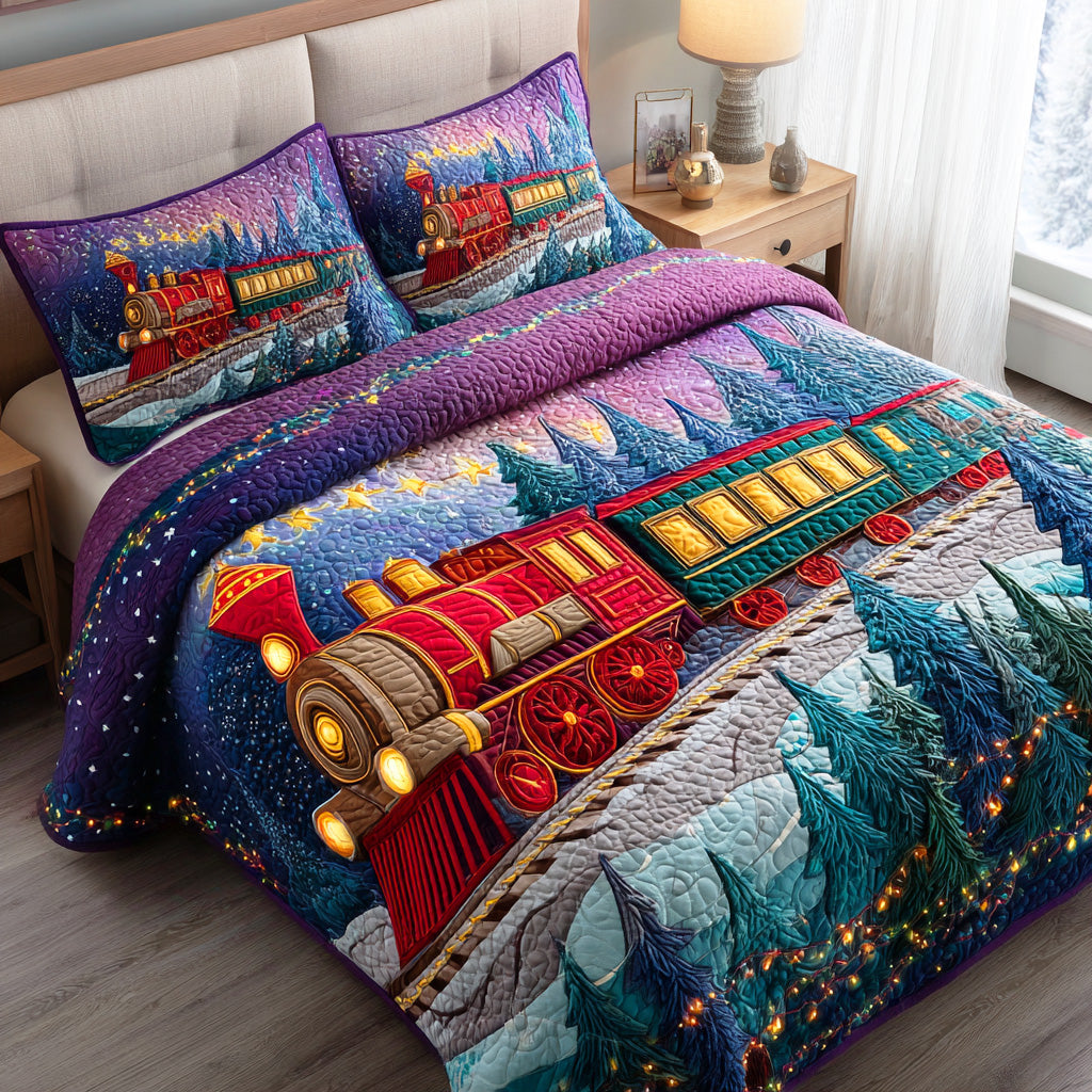 Winter Station Magic Quilted Bedding Set Xmas Duvet Sets Secret Santa Pressent Ideas