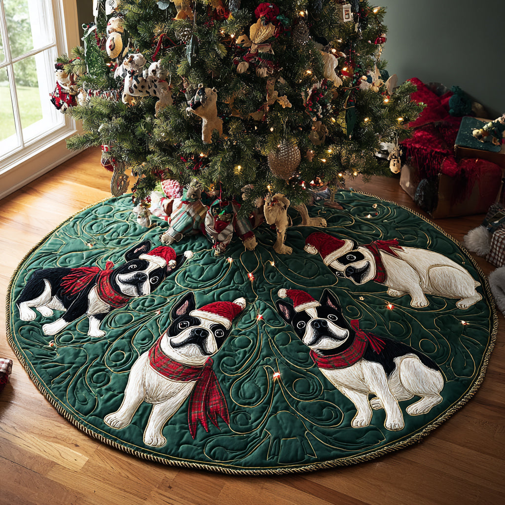 Winter Terrier Delight Quilted Christmas Tree Skirt Holiday Home Decor Awesome Gifts For Dog Lovers