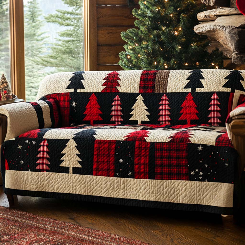 Winter Tinsel Quilted Sofa Cover Festive Couch Covers Romantic Christmas Gifts