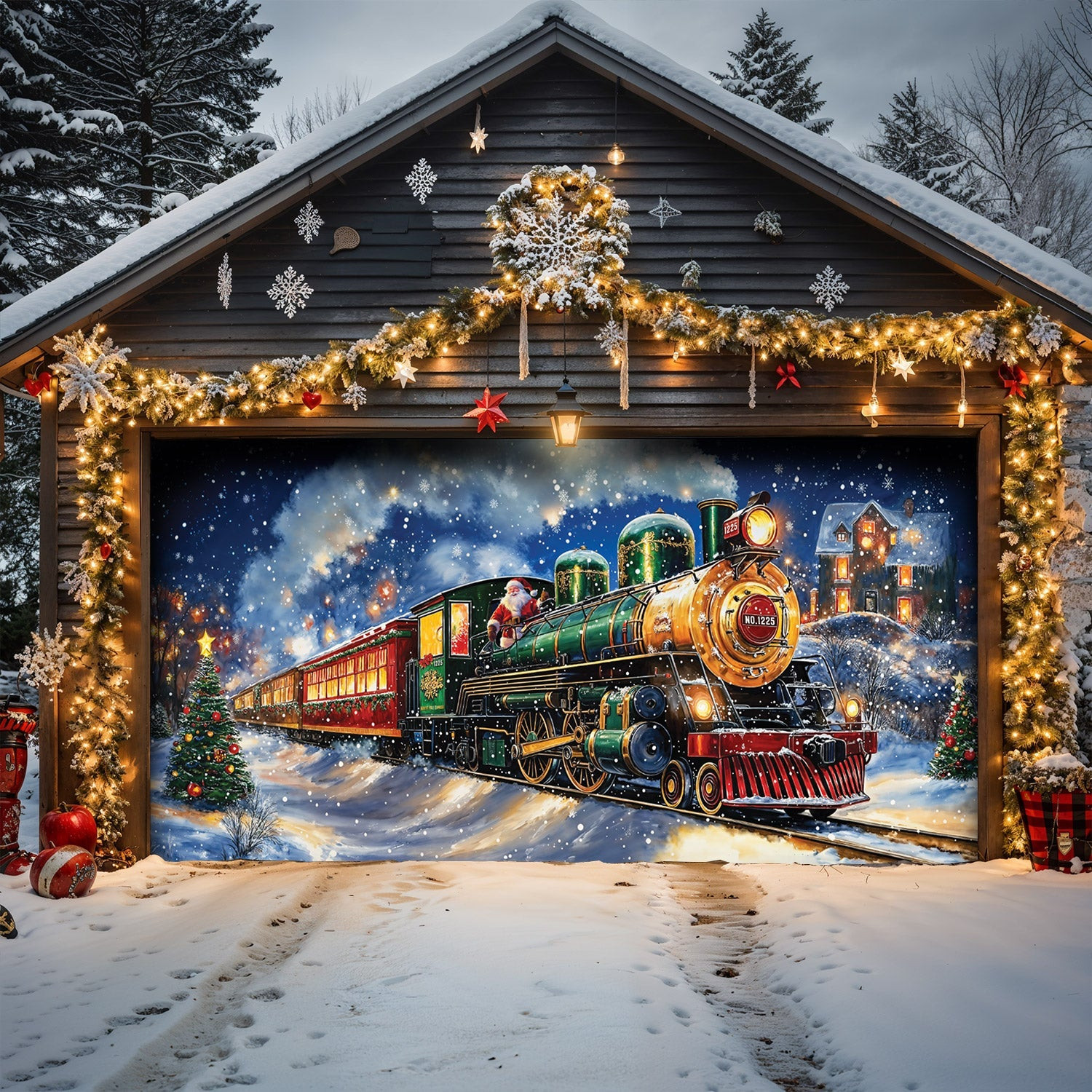 Winter Train Christmas Garage Door Banner Garage Door Wraps Christmas Xmas Gifts For Father