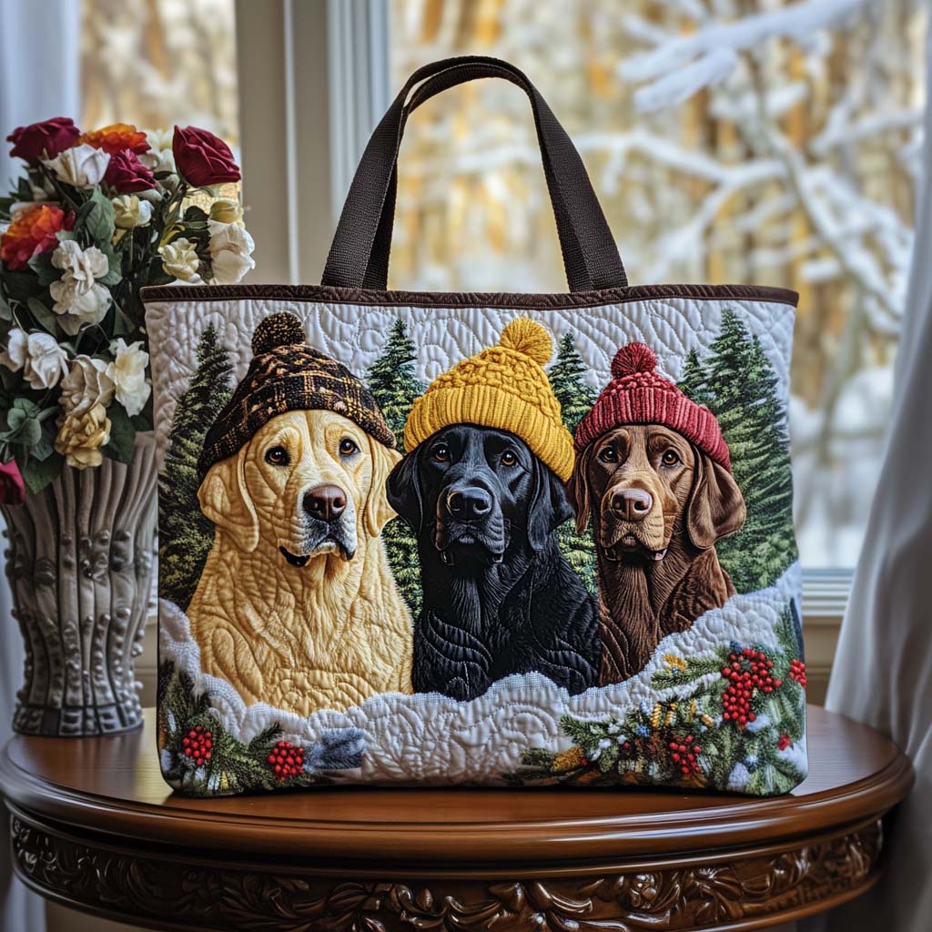 Winter Trio Quilted Tote Bag Gifts For Someone Who Loves Dogs