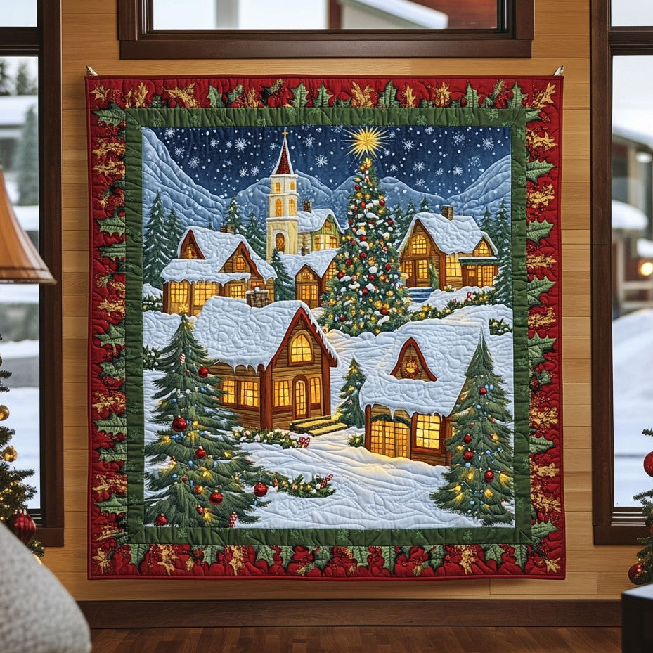 Winter Village Glow Quilt Blanket Christmas Throw Grandma Gifts For Xmas