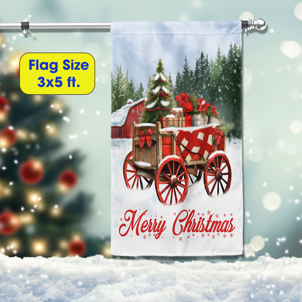 Winter Wagon Christmas Flag