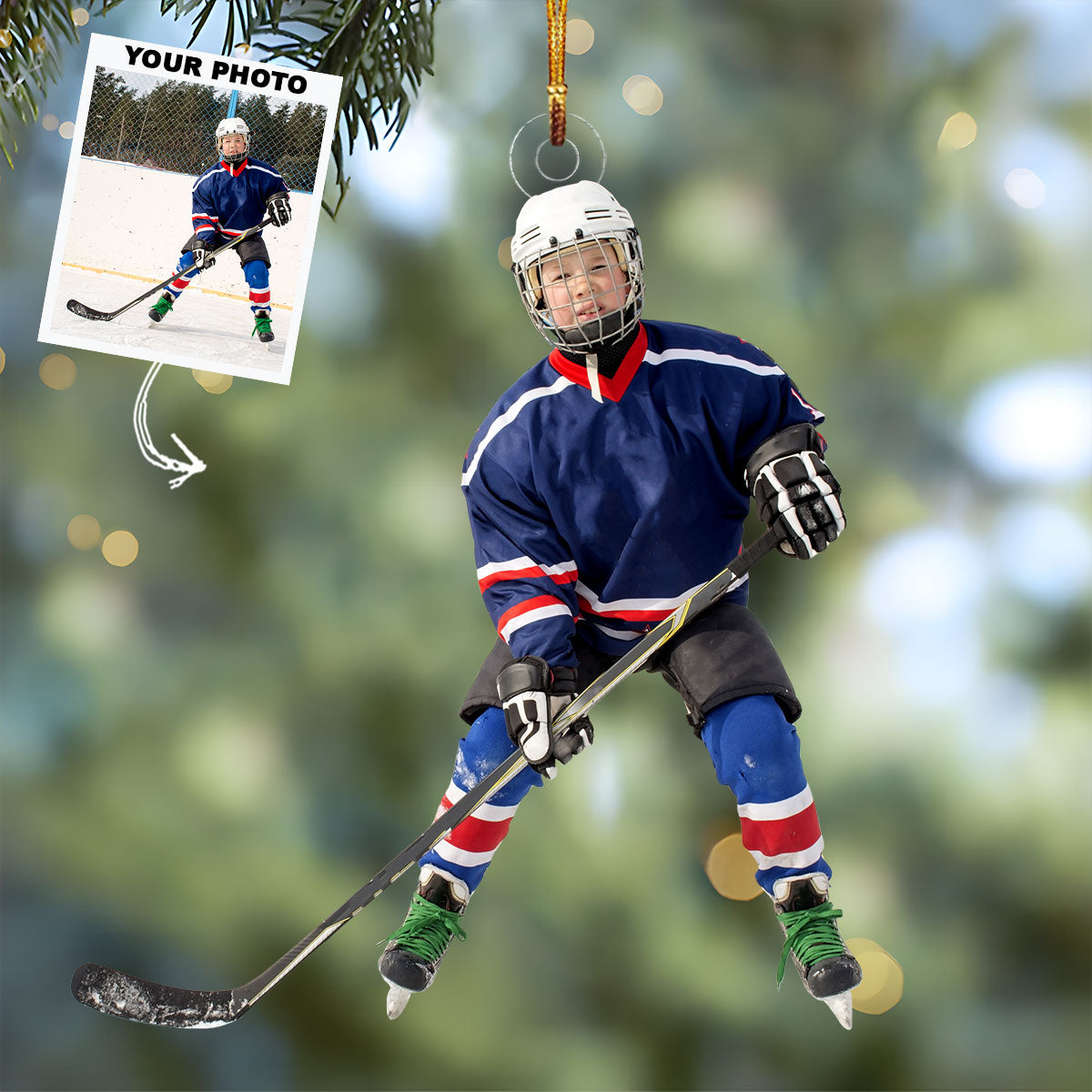 Winter Warrior Personalized Photo Mica Ornament Christmas Gift For Ice Hockey Players
