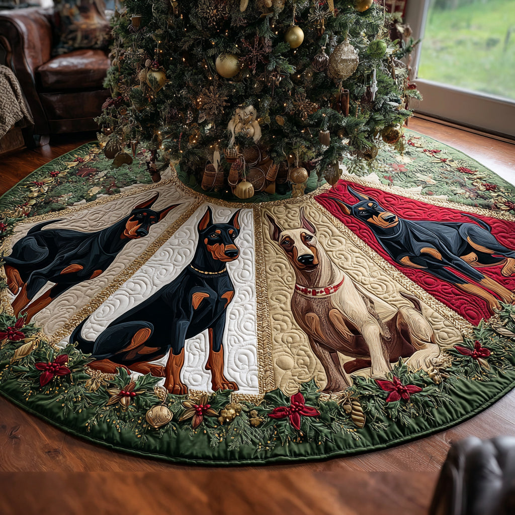 Winter Watch Christmas Quilted Tree Skirt Holiday Decorations Xmas Present For Dog Lovers