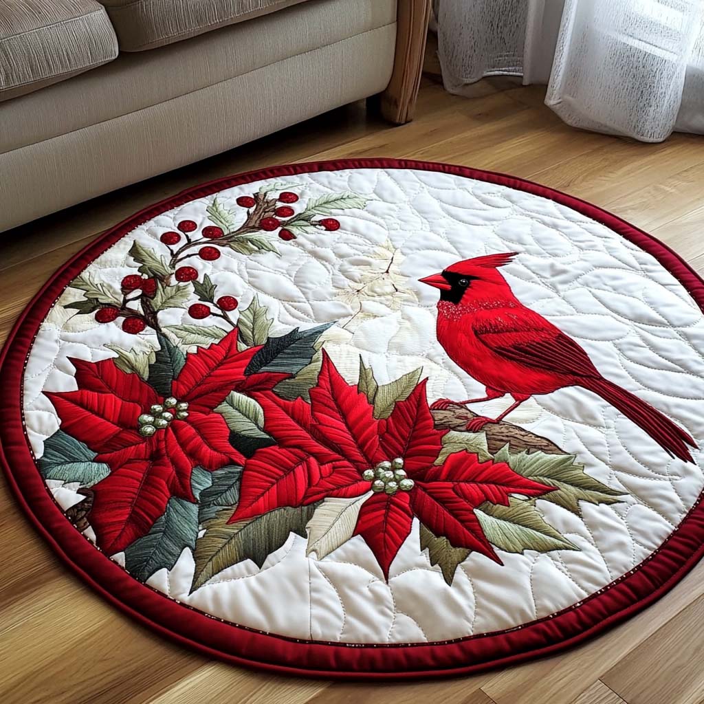 Winter Watch Quilted Round Mat Christmas Decor For Entryway Hummingbird Glass Ornament