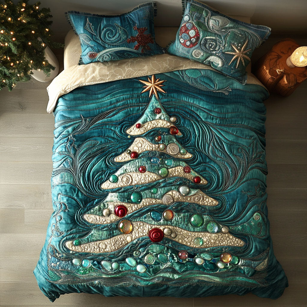 Winter Waves Quilted Bedding Set Holiday Season Duvet Cover Set Christmas Ideas For Girlfriend