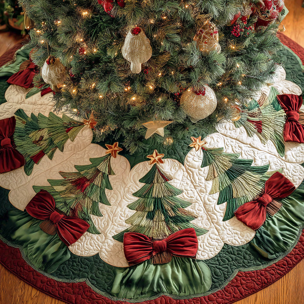 Winter Whirl Bliss Christmas Quilted Tree Skirt Perfect Housewarming Gift with Quilted Tree Skirt