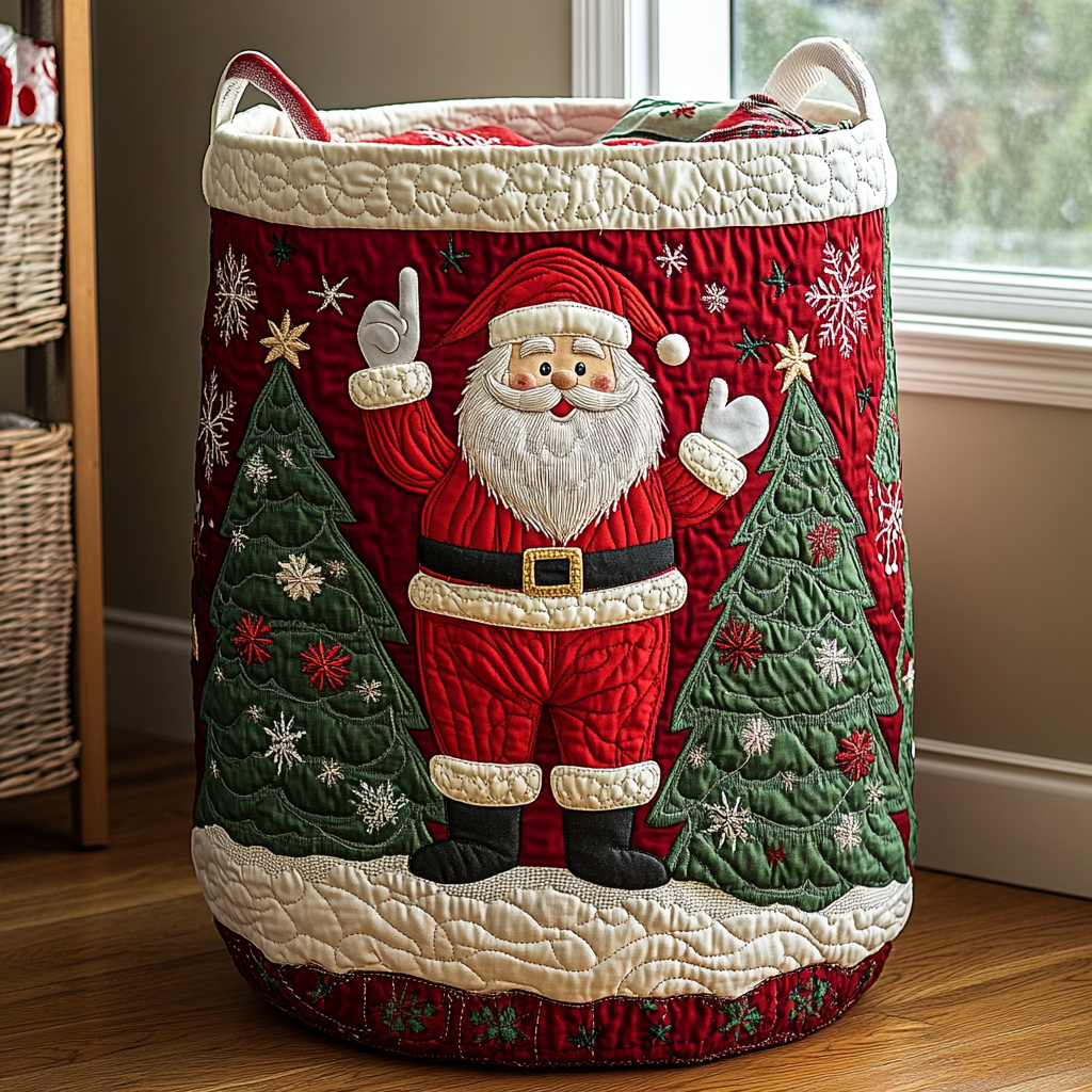 Winter Wonder Quilted Laundry Basket Valentine's Day Merch Gift