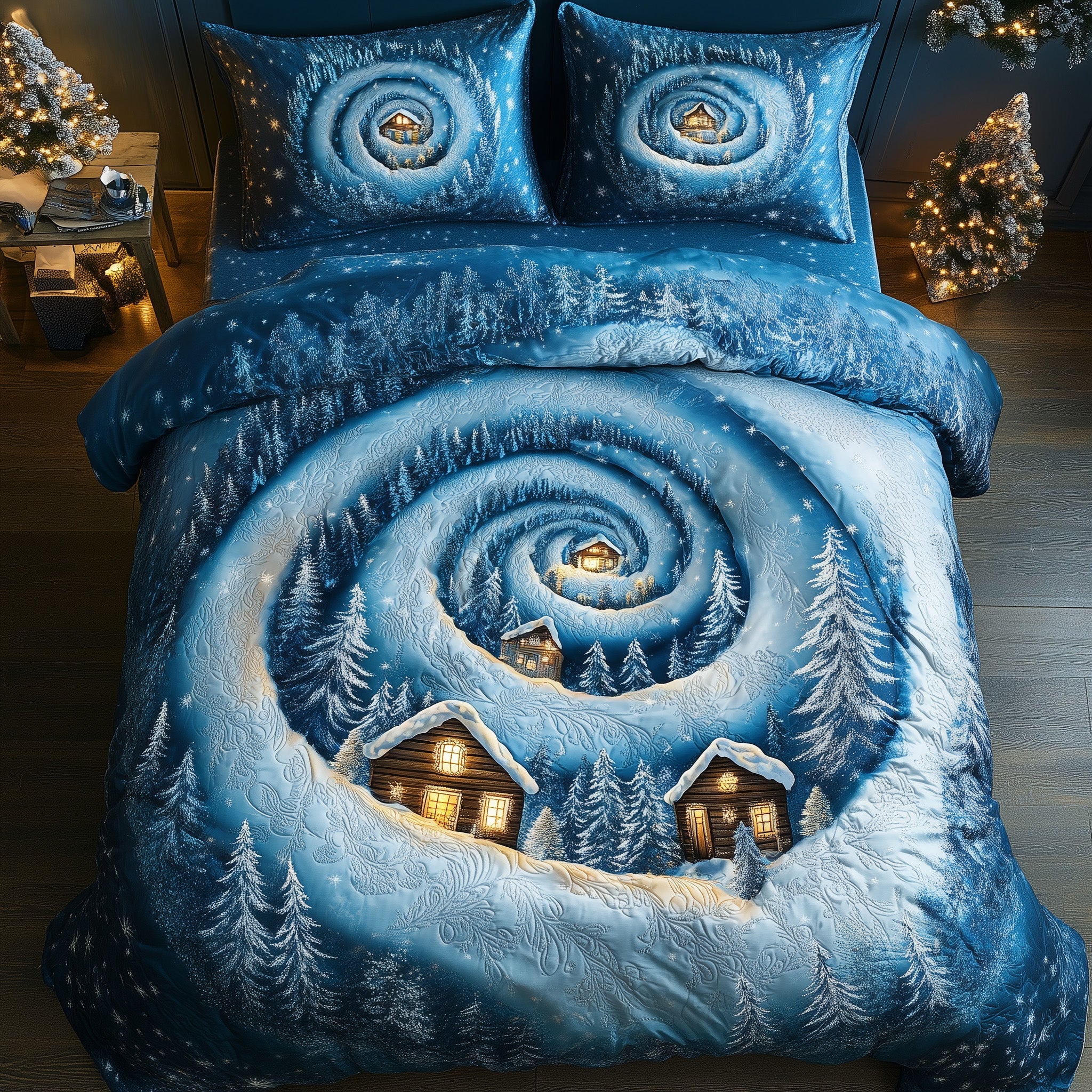 Winter Wonderland Christmas Quilted Bedding Set Duvet Cover Bedspread Xmas Present Ideas
