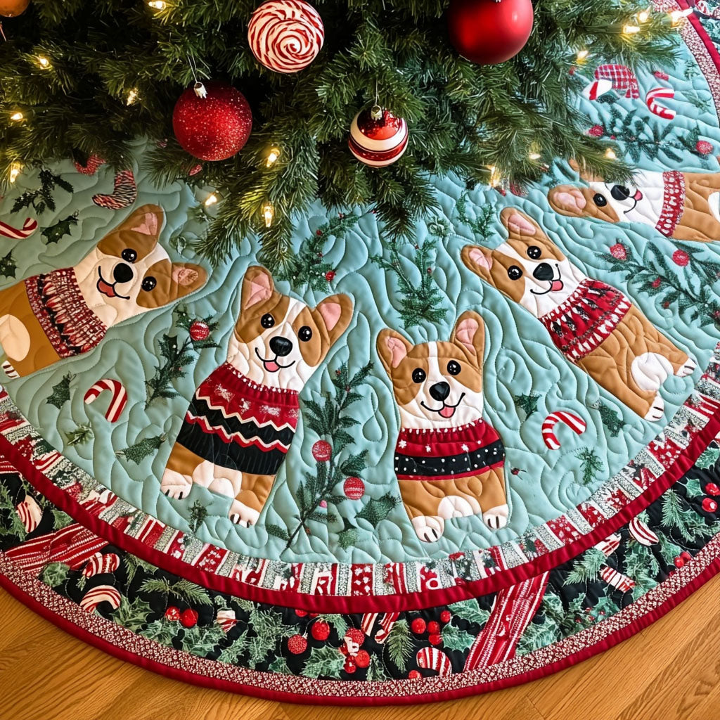 Winter Wonderland Pals Quilted Christmas Tree Skirt Warm and Soft Christmas Tree Skirt for Winter